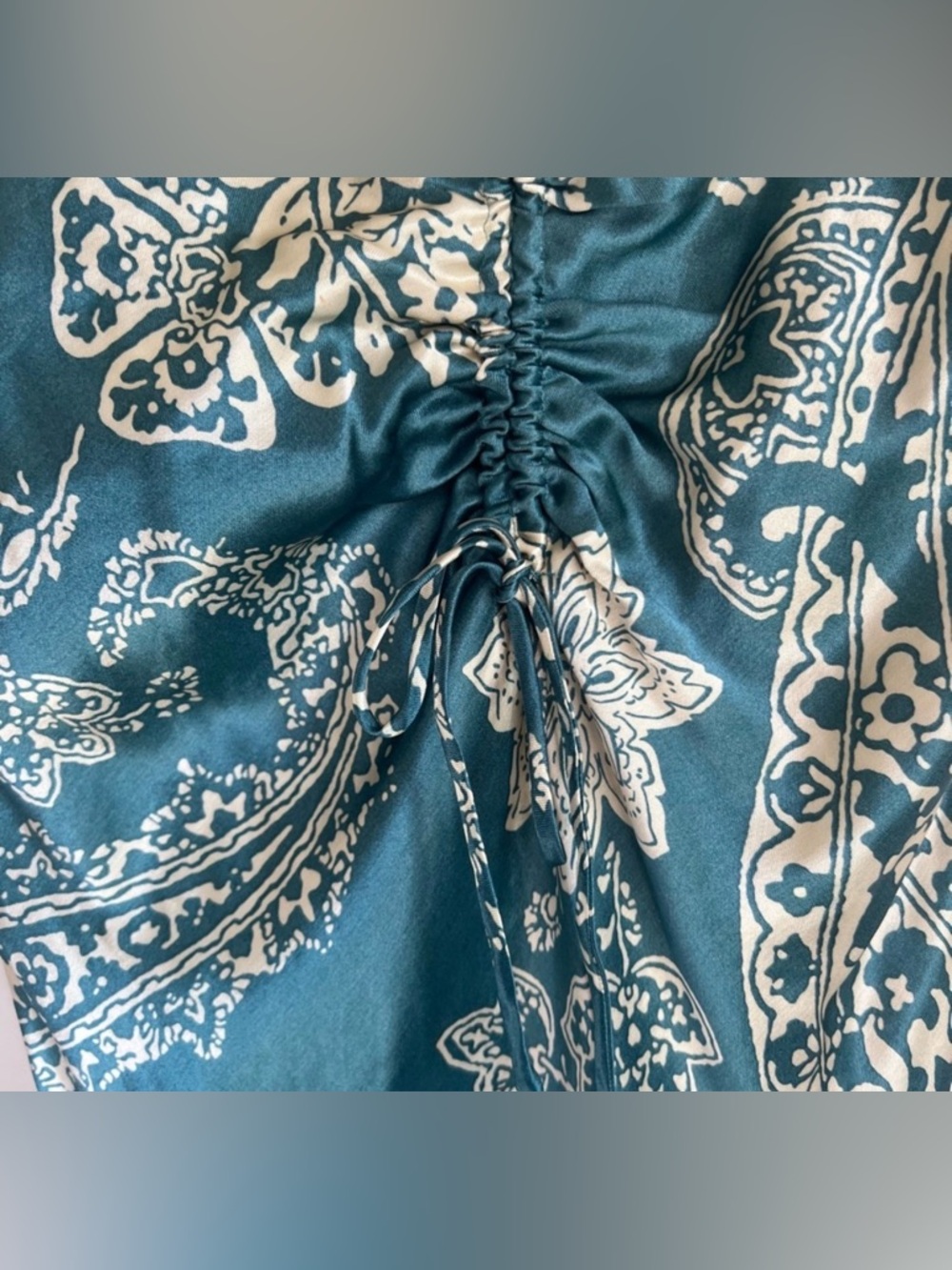 Zara-XS- Blue Paisley Satin Slip Dress - Picture 4 of 4
